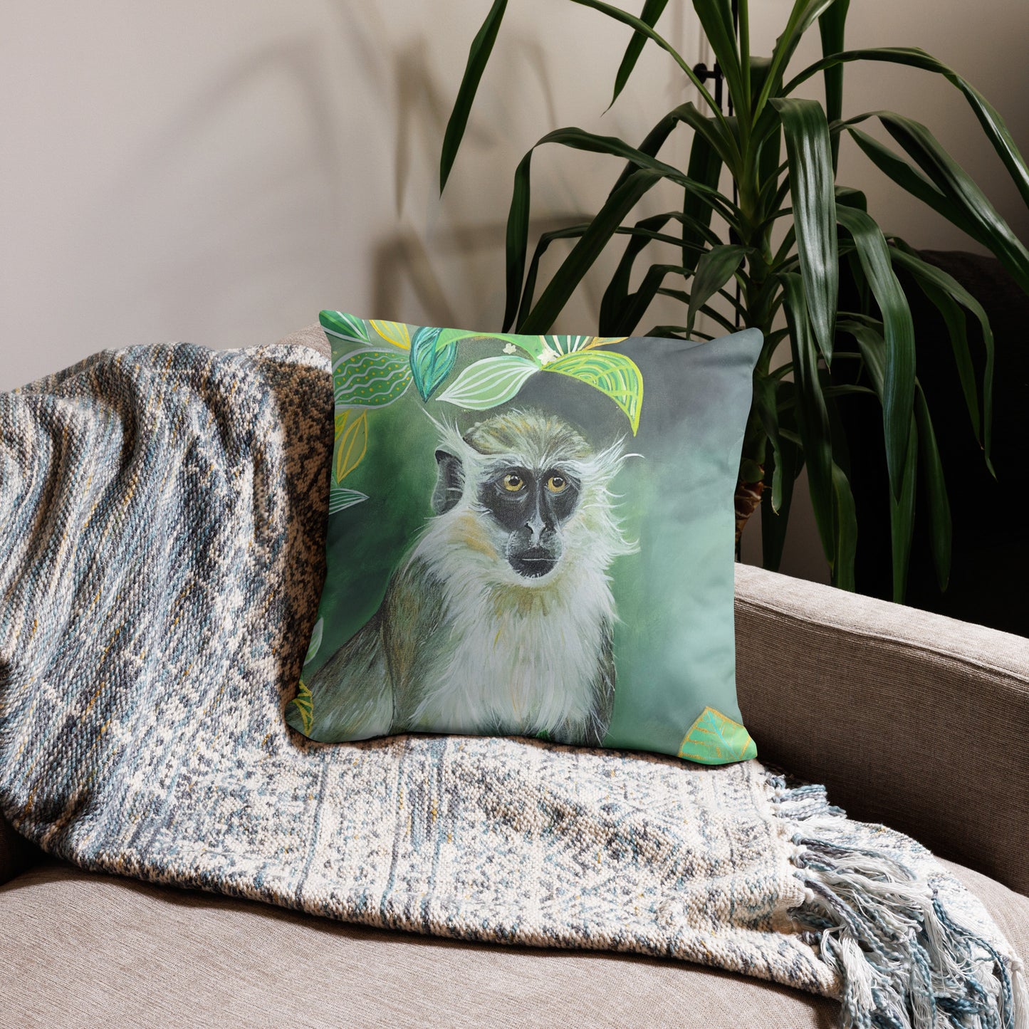 Green Monkey Pillow
